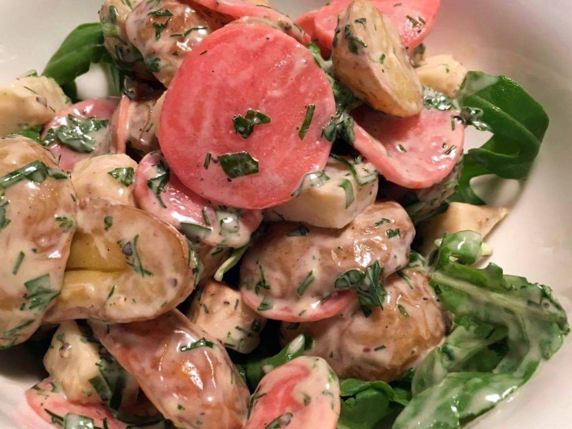 Рецепт Тёплый картофельный салат Готовим Салаты Тёплый картофельный салат