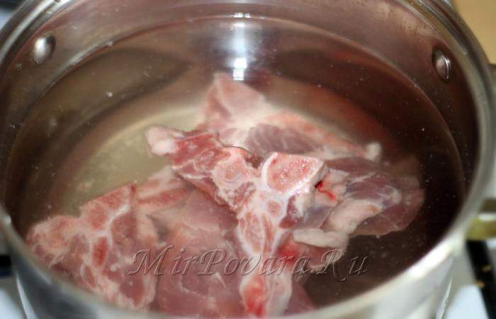 Рецепт Фасолевый суп с мясом и овощами шаг-3