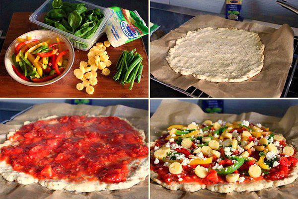 Рецепт Пицца c овощами и творогом на курином тесте шаг-3