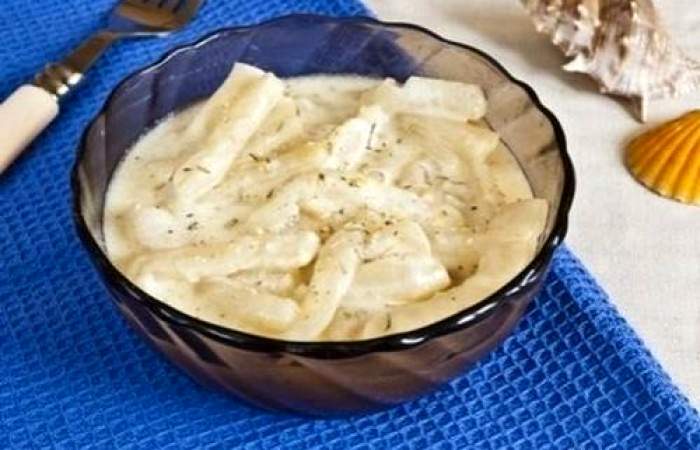 Рецепт Кальмары в нежном сметанном соусе Готовим Закуски Кальмары в нежном сметанном соусе