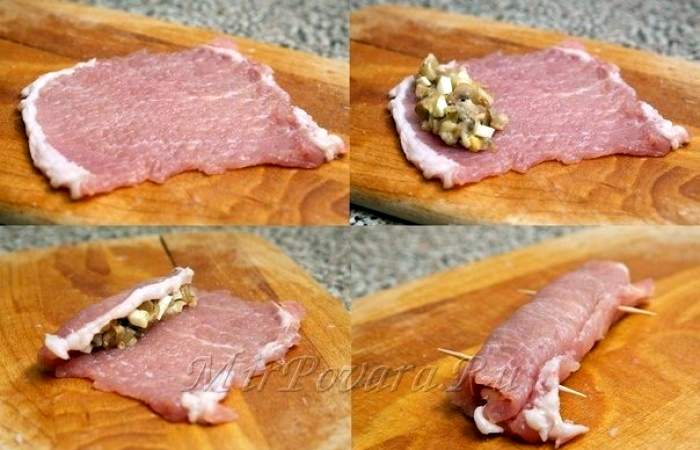 Рецепт Рулет из свинины с грибами шаг-6