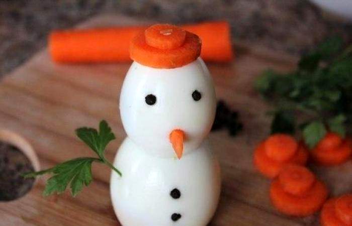 Рецепт Снеговик из вареных яиц шаг-6