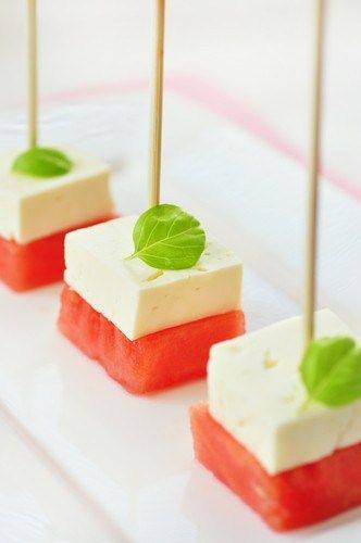 Рецепт Арбузные канапе с сыром и мятой Готовим Закуски Арбузные канапе с сыром и мятой
