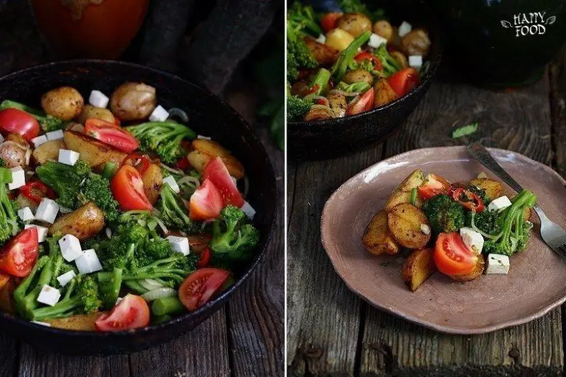 Готовим Салаты Картофельный салат с брокколи, томатами и сыром фета