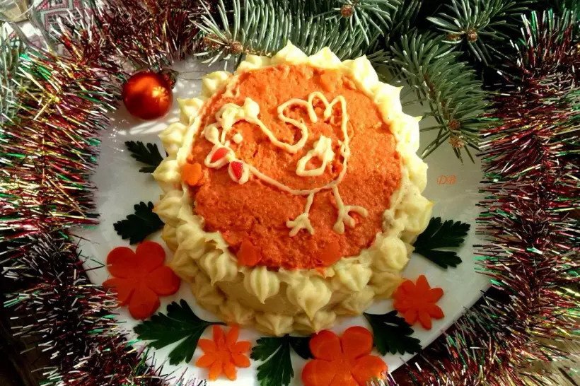 Готовим Мясо Новогодний торт «Кукареку»