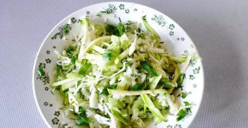 Готовим Вегетарианские Салат из зеленых овощей