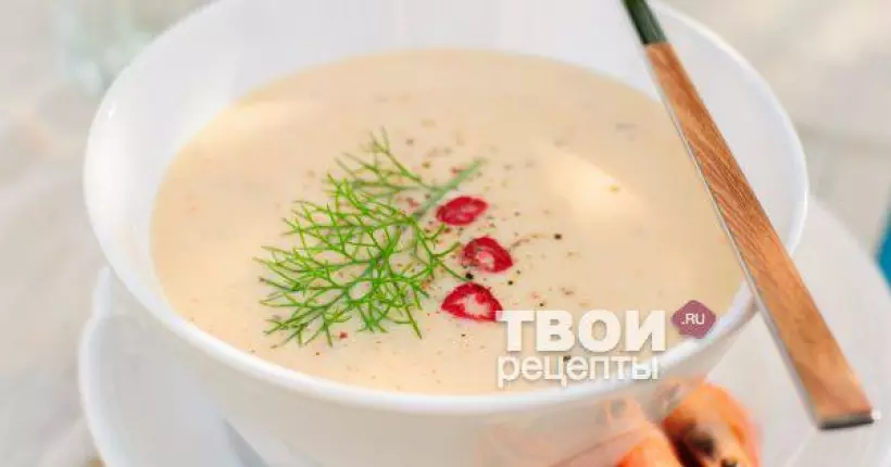Готовим Супы Суп сырный с креветками