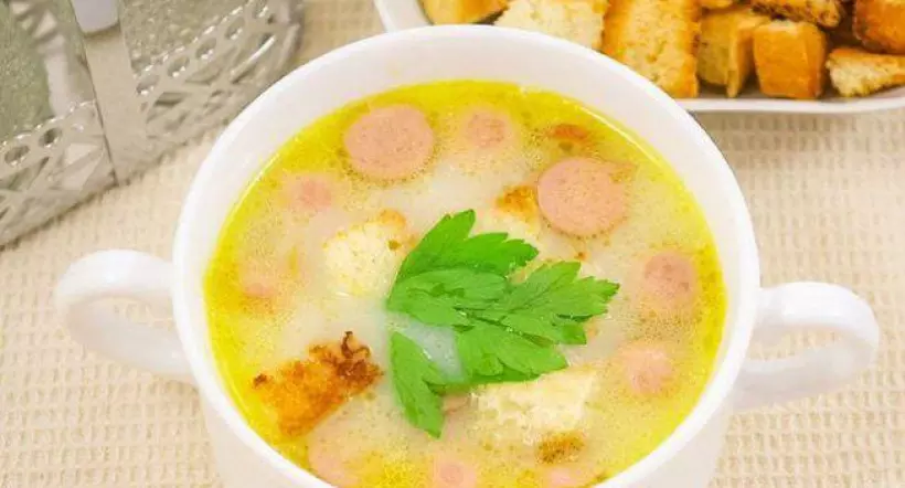 Готовим Супы Сырный суп с сосиской