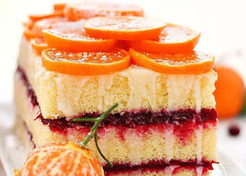 Готовим Десерты Цитрусовый торт с клюквенной начинкой