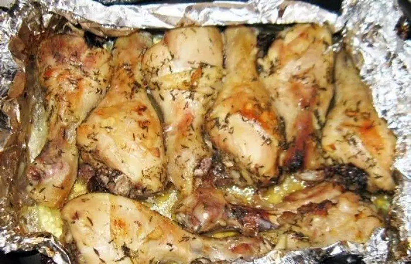 Готовим Мясо Куриные ножки, запеченные в фольге в духовке