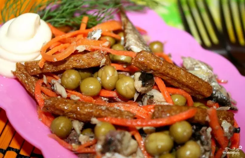 Готовим Рыба Корейская морковка с сухариками