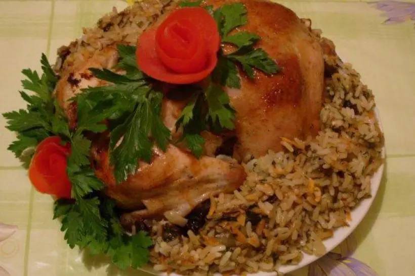 Готовим Мясо Курица, фаршированная рисом и черносливом