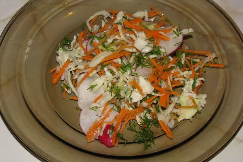 Готовим Салаты Геометрический овощной салат с укропом