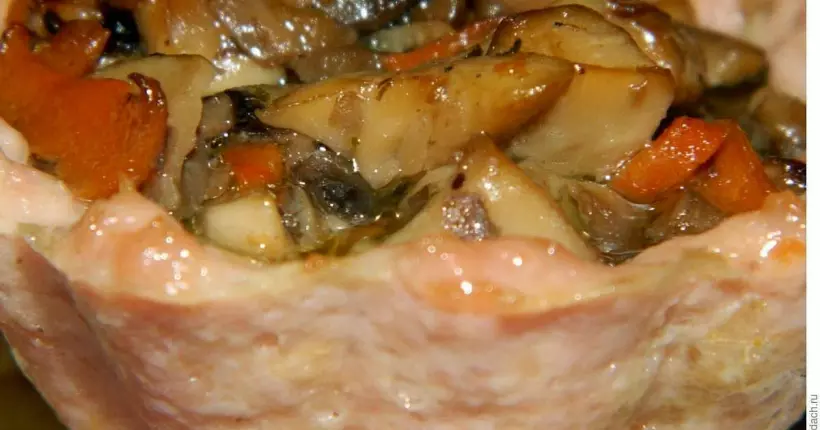 Готовим Мясо Мясные корзиночки, фаршированные грибами с сыром