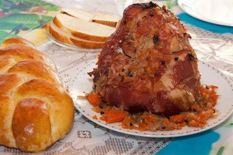 Готовим Мясо Ветчина в бальзамической глазури с жареным коктейльным луком