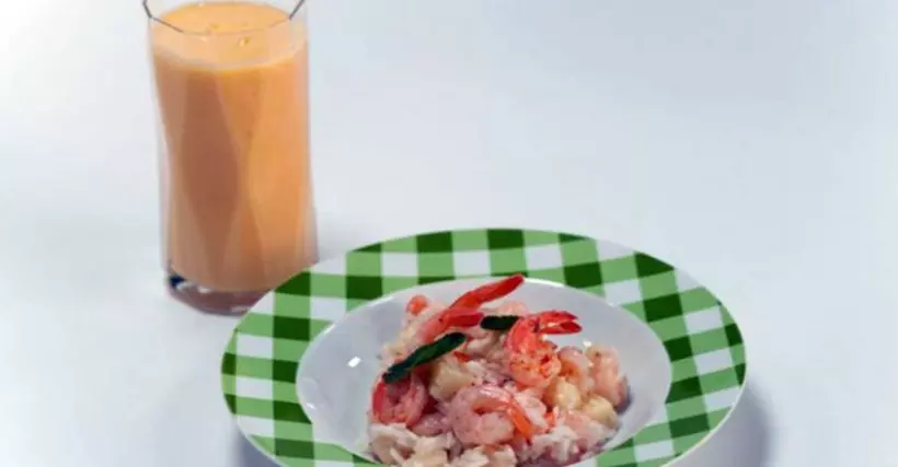 Готовим Рыба Рис на кокосовом молоке с креветками и ананасом