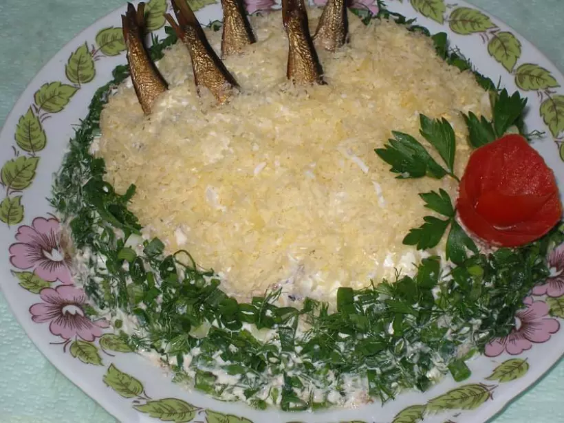 Готовим Салаты Салат Рыбки в пруду с оливковым маслом