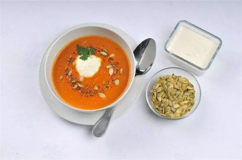 Готовим Вегетарианские Суп из тыквы с соком лайма