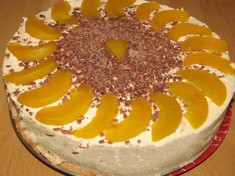 Готовим Десерты Персиковый торт с маскарпоне