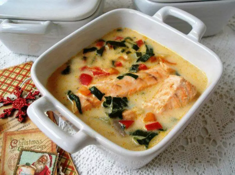 Готовим Супы Сырный суп с лососем