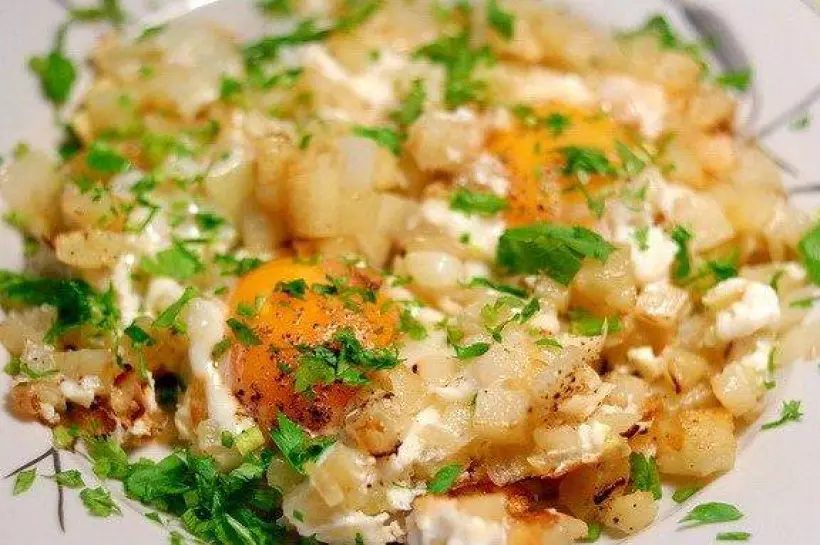 Готовим Вегетарианские Картофель жареный, с яйцом