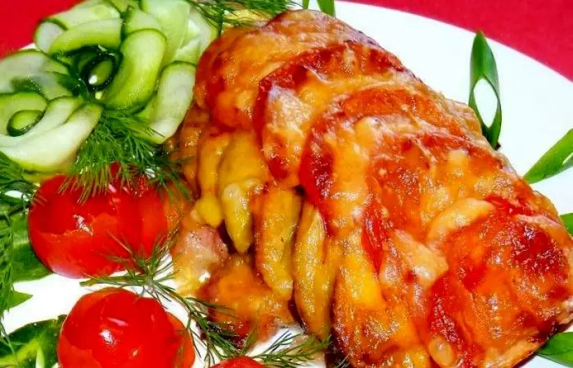 Готовим Мясо Курица, запеченная с сыром и овощами