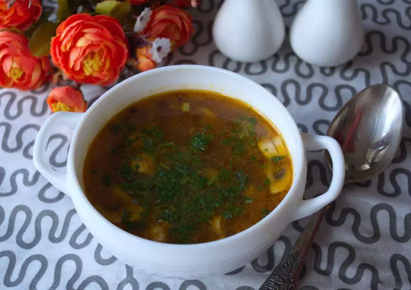Готовим Вегетарианские Диетический грибной суп с шампиньонами