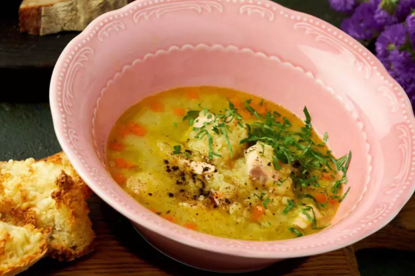 Готовим Супы Суп с чечевицей и лососем