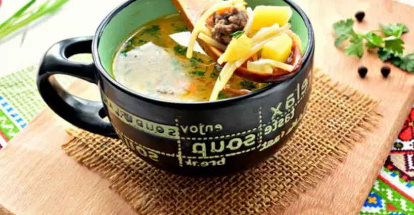 Готовим Супы Вермишелевый суп с мясными фрикадельками