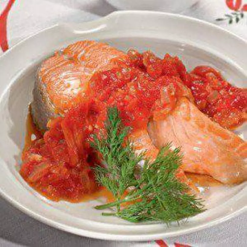 Готовим Рыба Лосось в томатном соусе
