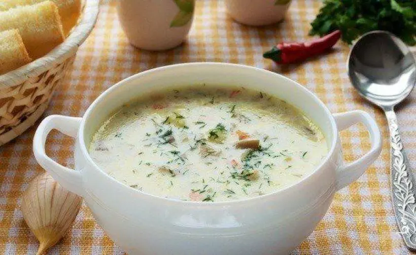 Готовим Супы Суп с вешенками и плавленным сыром